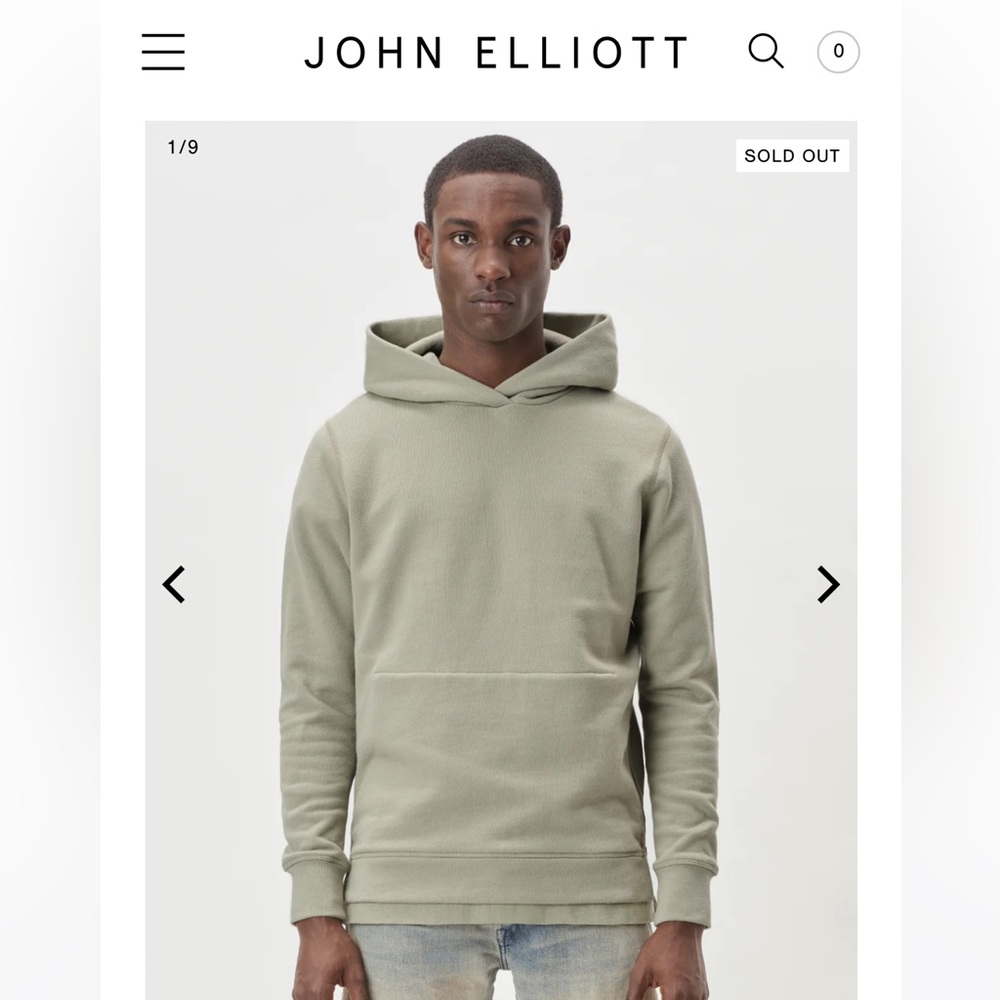 John Elliott Sage side zip hoodie sweatshirt